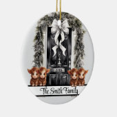 Weihnachtsfamilie von 4 Zierkuh Keramik Ornament (Rechts)