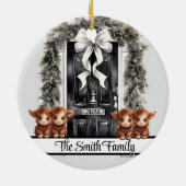 Weihnachtsfamilie von 4 Zierkuh Keramik Ornament (Hinten)