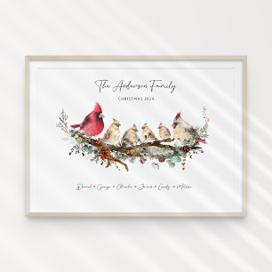 Weihnachtsfamilie von sechs Kardinälen Poster