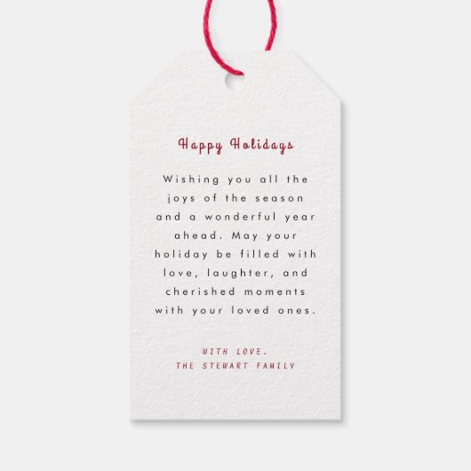 Weihnachtsfamilie Wasserfarbskript Geschenkanhänger (Rückseite)