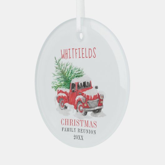 Weihnachtsfamilie Wiedersehen Custom Holiday Ornament Aus Glas (Vorderseite links)