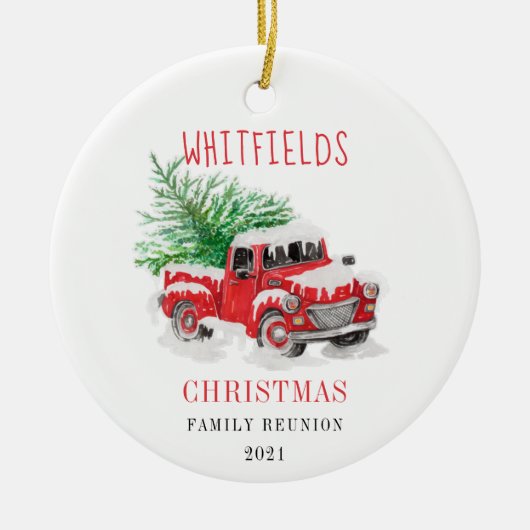 Weihnachtsfamilie Wiedersehen Custom Keramik Ornament (Vorne)