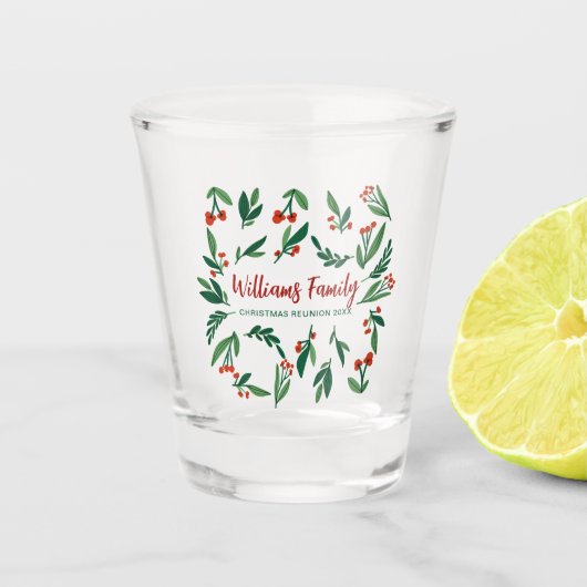 Weihnachtsfamilie Wiedersehen Custom Red Green Hol Schnapsglas (Vorderseite)