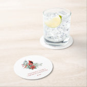 Weihnachtsfamilie Wiedersehen Red Kardinal Runder Pappuntersetzer (Vor Ort)