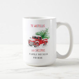 Weihnachtsfamilie Wiedersehen Red Truck Custom Kaffeetasse