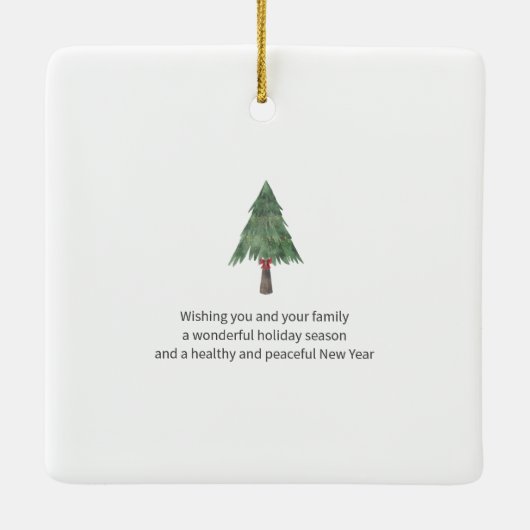 Weihnachtsfamilien - einfacher moderner Baum Keramikornament (Rückseite)