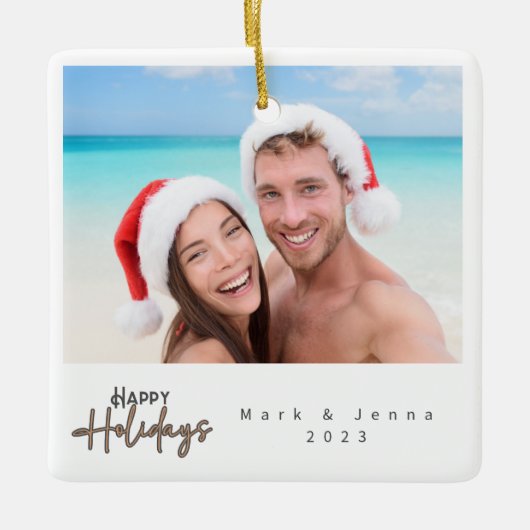 Weihnachtsfamilien - einfacher moderner Baum Keramikornament (Vorderseite)