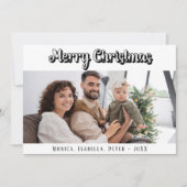 Weihnachtsfamilien-Foto-Drehbuch modern grün Feiertagskarte (Vorderseite)