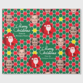 Weihnachtsfamilien-Foto in Rot-Grau Geschenkpapier (Flach)