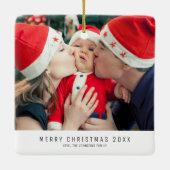 Weihnachtsfamilien Foto Kinderbild Urlaub Keepake Keramikornament (Rückseite)