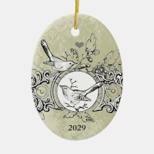 Weihnachtsfamilien-Foto mit Datum Keramikornament (Vorne)