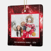Weihnachtsfamilien Foto Rote Sterne baubles Keramikornament (Links)