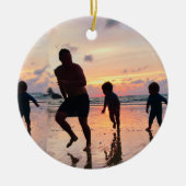 Weihnachtsfamilien Foto Tropical Palm Tree Keramik Ornament (Vorne)