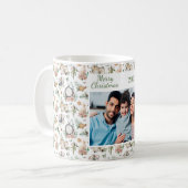 Weihnachtsfamilien Foto Vintages Muster Kaffeetasse (Vorderseite Links)