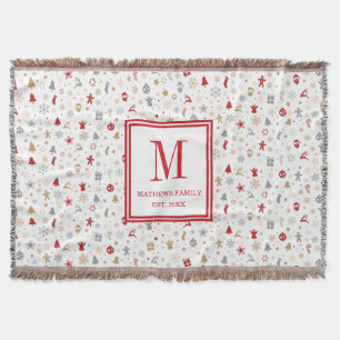 Weihnachtsfamilien-Initial-Monogramm Decke