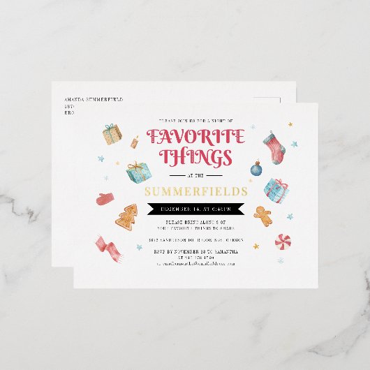 Weihnachtsfamilien Jährliche Lieblingssendungen Go Folien Feiertagspostkarte (Vorderseite/Rückseite)