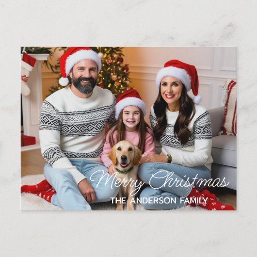 Weihnachtsfamilien mit Geschenken Custom Foto Postkarte (Vorderseite)