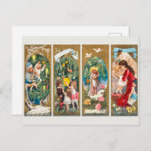 Weihnachtsfamilien und Weihnachtsbäume Feiertagspostkarte (Vorne/Hinten)