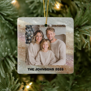 Weihnachtsfamilienfoto-Christmas-Ornament Keramikornament