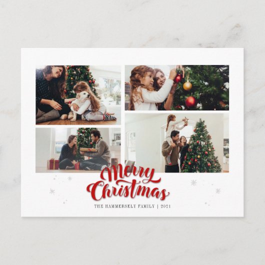 Weihnachtsfamilienfoto Collage Feiertagspostkarte (Vorderseite)