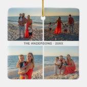 Weihnachtsfamilienfoto Collage Keramikornament (Rückseite)