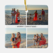 Weihnachtsfamilienfoto Collage Keramikornament (Vorderseite)