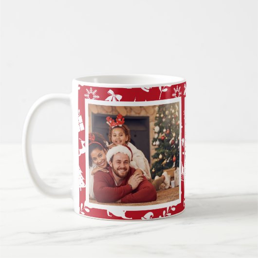 Weihnachtsfamilienfoto Collage Personalisiert Kaffeetasse (Links)
