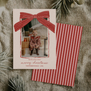 Weihnachtsfamilienfoto-Karte Weihnachts-Schleife S Feiertagskarte