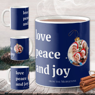 Weihnachtsfamilienfoto Liebe Frieden Freude Feiert Kaffeetasse