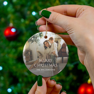Weihnachtsfamilienfoto Rustikal Keramik Ornament