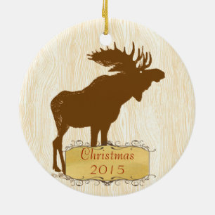 Weihnachtsfamilienfoto Vintage-Elch Keramikornament