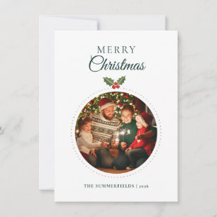 Weihnachtsfamilienfoto Wasserfarbe Botanik Feiertagskarte