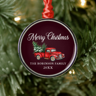 Weihnachtsfamilienname Wasserfarbe Vintage roter L Ornament Aus Metall