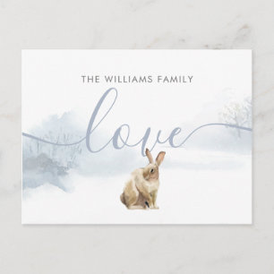 Weihnachtsfamilienname Winterwald Hase Postkarte