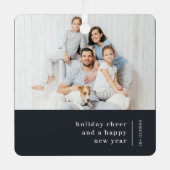 Weihnachtsfamilienportrait | Minimaler Kohlengräbe Ornament Aus Metall (Vorderseite)