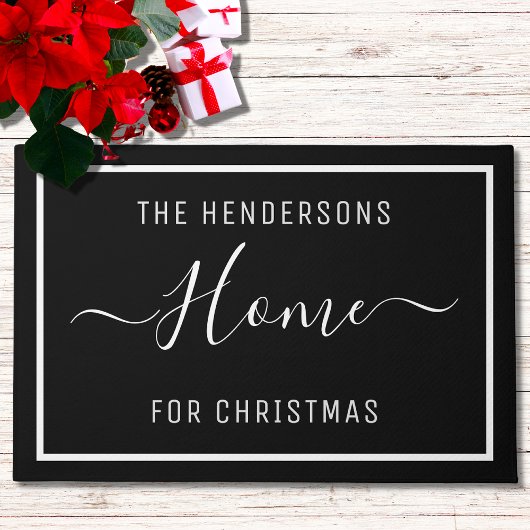 Weihnachtsfamilienschwarz Fußmatte