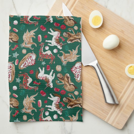 Weihnachtsfantasie Backwaren Geschirrtuch (Viertel Falte)