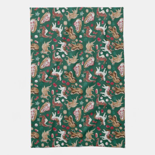 Weihnachtsfantasie Backwaren Geschirrtuch (Vertikal)