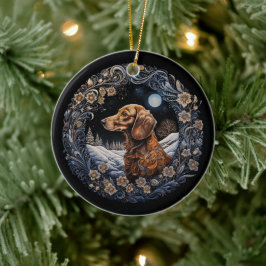Weihnachtsfantasy-Dackel Keramik Ornament