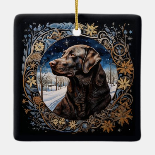 Weihnachtsfantasy Labrador Ornament (Rückseite)