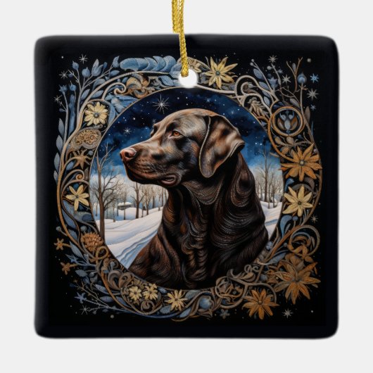 Weihnachtsfantasy Labrador Ornament (Vorderseite)