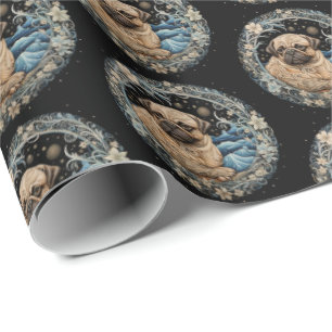 Weihnachtsfantasy-Mops Geschenkpapier