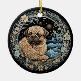 Weihnachtsfantasy Mops Ornament