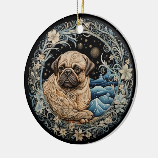 Weihnachtsfantasy Mops Ornament (Links)