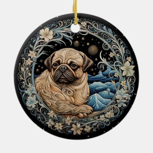 Weihnachtsfantasy Mops Ornament (Hinten)