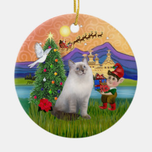 Weihnachtsfantasy - Ragdoll cat (blaues Siegel) Keramik Ornament