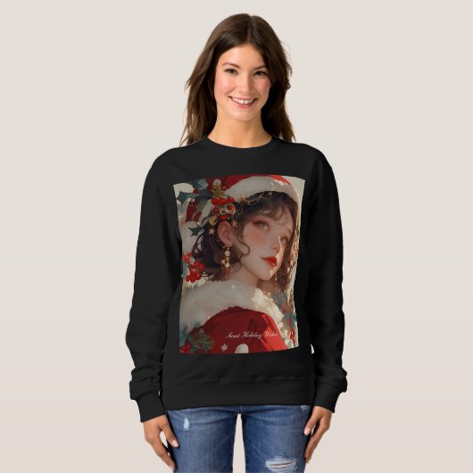 Weihnachtsfantasy: Romantische Frau Basic Sweatshi Sweatshirt (Vorne ganz)