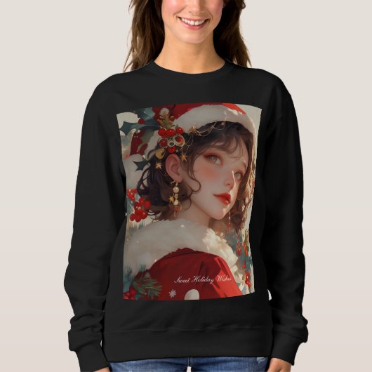 Weihnachtsfantasy: Romantische Frau Basic Sweatshi Sweatshirt (Vorderseite)