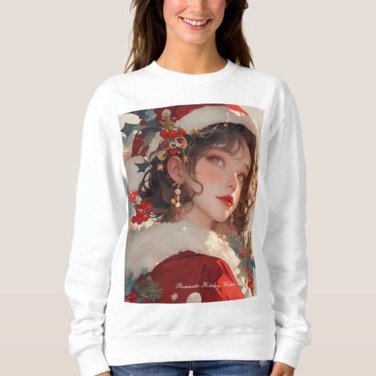 Weihnachtsfantasy: Romantische Frau Basic Sweatshi Sweatshirt (Vorderseite)