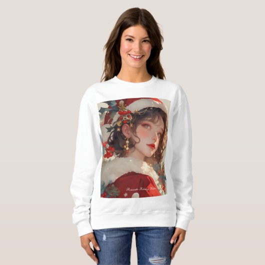 Weihnachtsfantasy: Romantische Frau Basic Sweatshi Sweatshirt (Vorne ganz)